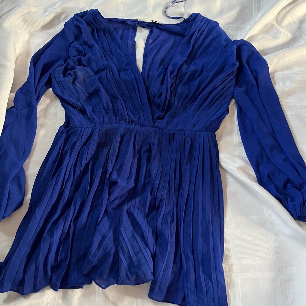 Fashion Nova Royal Blue Pleated Romper